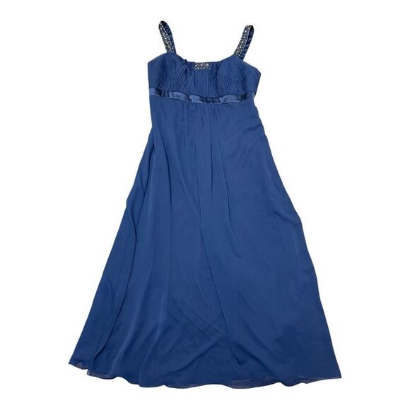 David’s Bridal Bridesmaid Navy Blue Beaded Straps Formal Maxi Dress Sz XXL - Picture 1 of 9